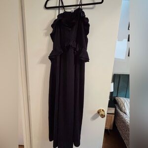 Old Navy Black Ruffle Maxi Dress with Spaghetti Straps in Navy